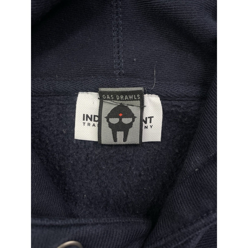 MF DOOM Hoodie Mens Medium Navy Blue Gas Drawls Graphic Pullover Sweatshirt - Picture 4 of 10